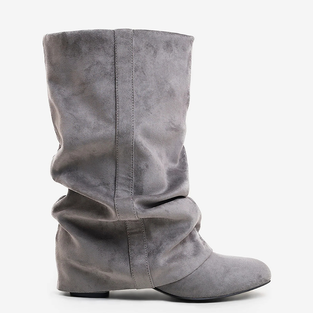 Slouchy Suede Low Boots New York - Szary