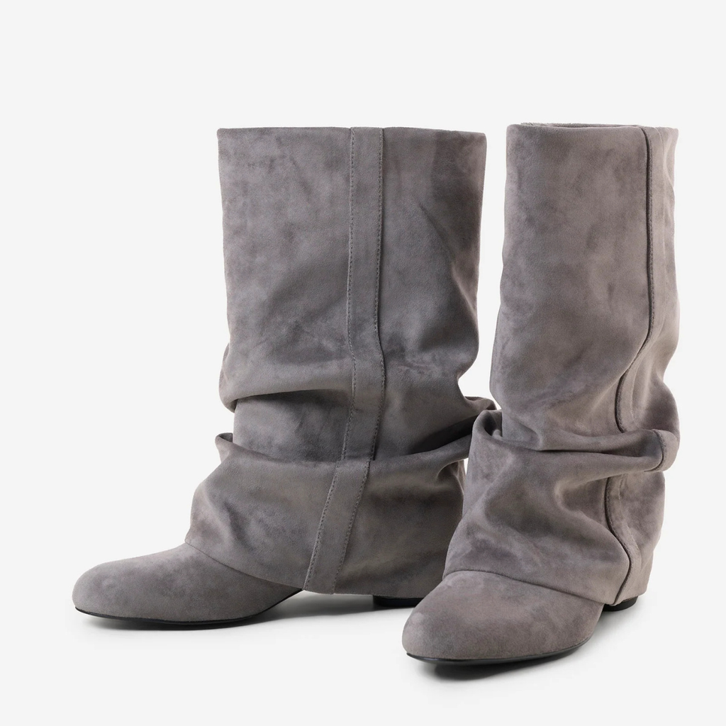 Slouchy Suede Low Boots New York - Szary