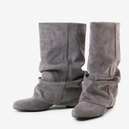 Slouchy Suede Low Boots New York - Szary