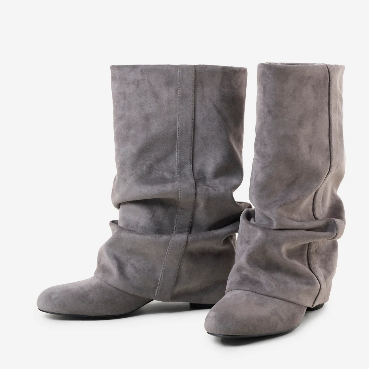 Slouchy Suede Low Boots New York - Szary