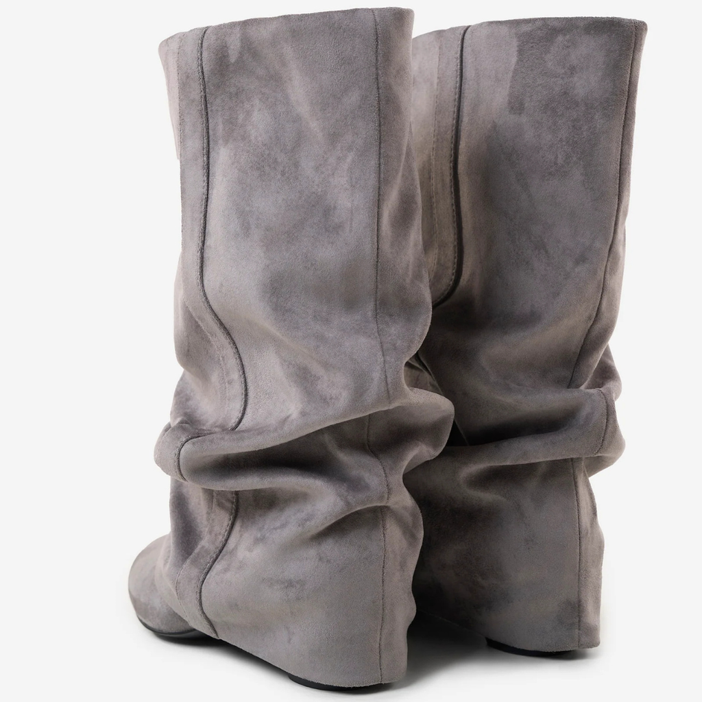 Slouchy Suede Low Boots New York - Szary