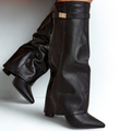 Slouchy Leather High Boots New York - Czarny