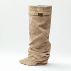 Slouchy Suede High Boots New York - Beżowe