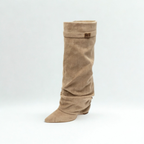 Slouchy Suede High Boots New York - Beżowe