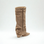 Slouchy Suede High Boots New York - Beżowe