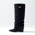 Slouchy Suede High Boots New York - Czarny