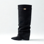 Slouchy Suede High Boots New York - Czarny
