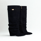 Slouchy Suede High Boots New York - Czarny