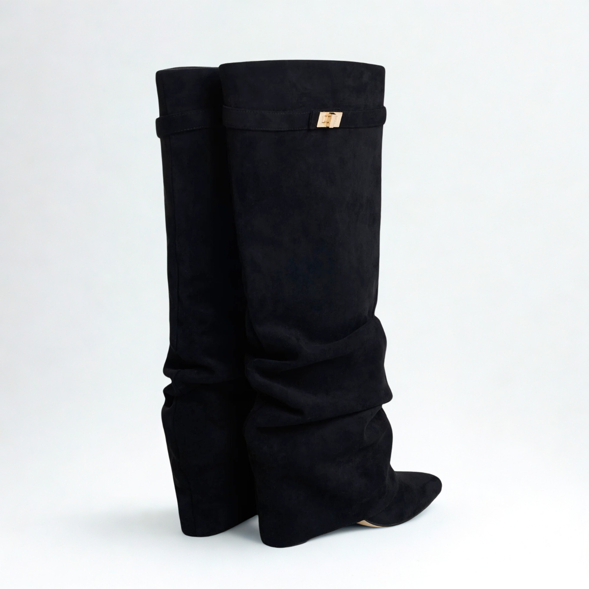 Slouchy Suede High Boots New York - Czarny