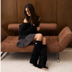 Slouchy Suede High Boots New York - Czarny