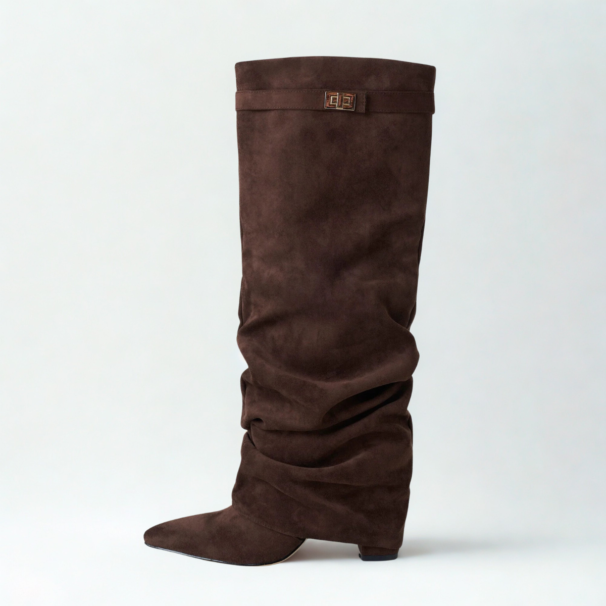 Slouchy Suede High Boots New York - Brązowy