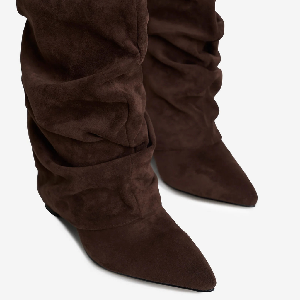 Slouchy Suede High Boots New York - Brązowy