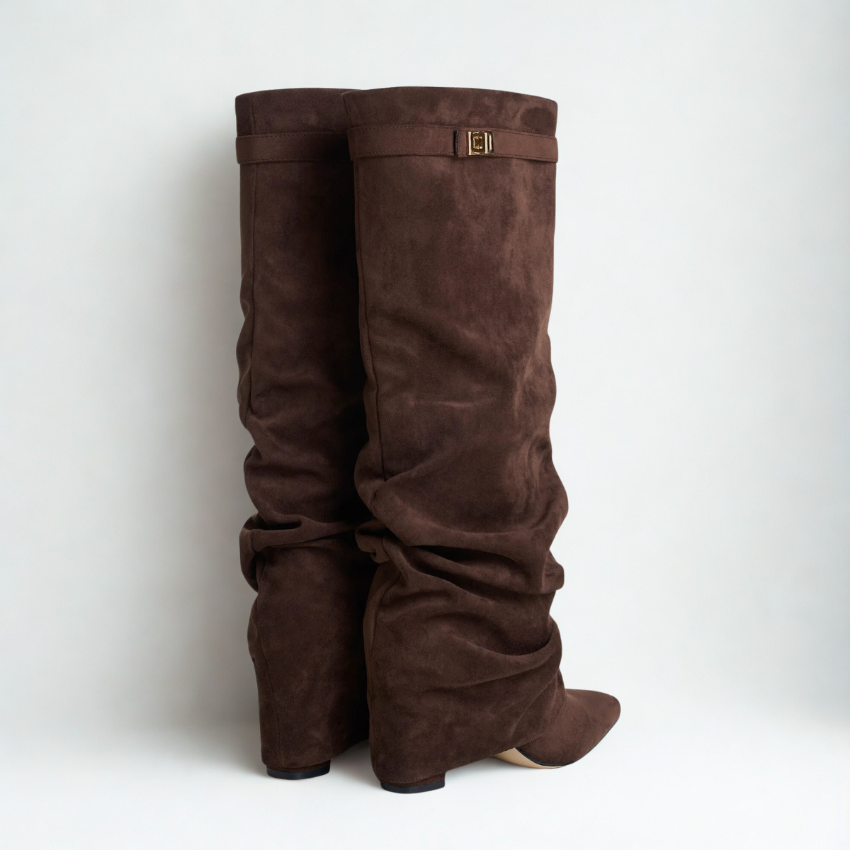 Slouchy Suede High Boots New York - Brązowy