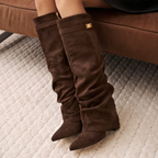 Slouchy Suede High Boots New York - Brązowy