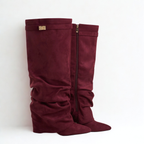 Slouchy Suede High Boots New York - Burgundia