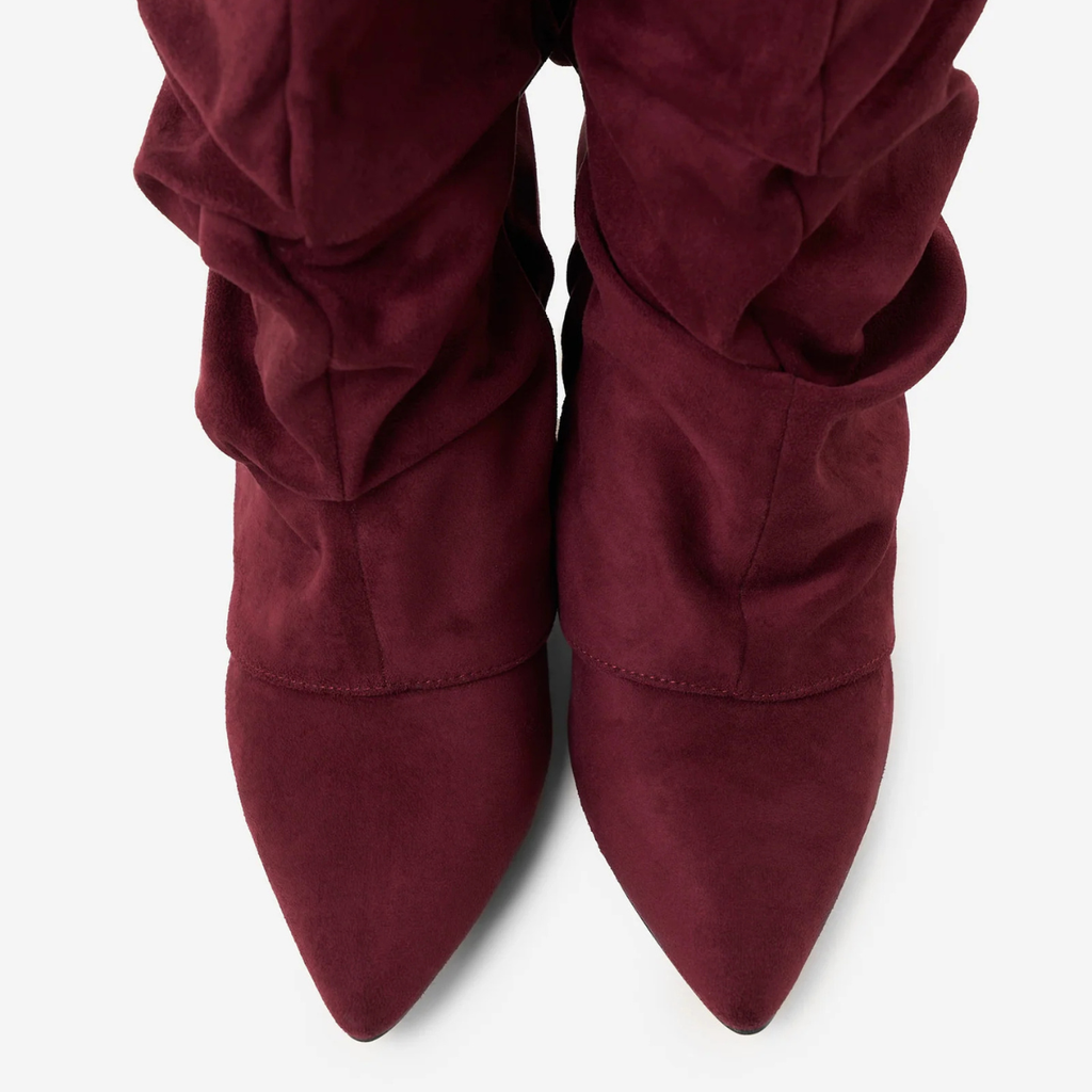 Slouchy Suede High Boots New York - Burgundia